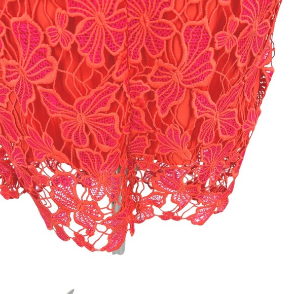 Alexia Admor Reese Floral Lace Halter Dress Coral Pink Orange Size XS - Picture 8 of 13
